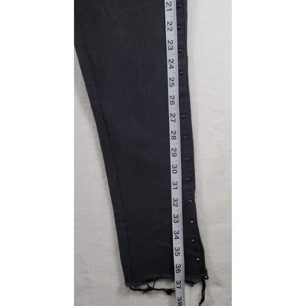 Levis 721 High Rise Skinny Stretch Jeans Size 29 Black Denim Rhinestone Stripe - Picture 15 of 16